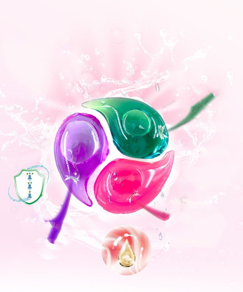 Concentrated enzyme three-chamber laundry beads box