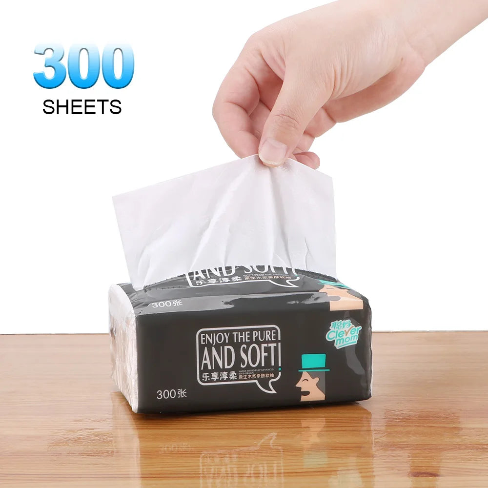 4 Layers 300 Sheets Toilet Paper, Household Pure Wood Pulp Paper Towel