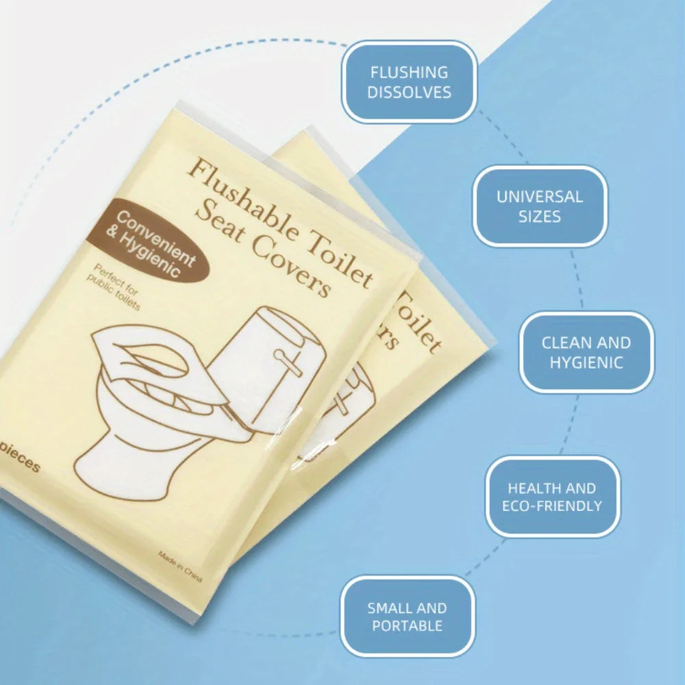 Disposable Toilet Seat Cover Mat Pads, Degradable Soluble Water Toilet Covers Paper