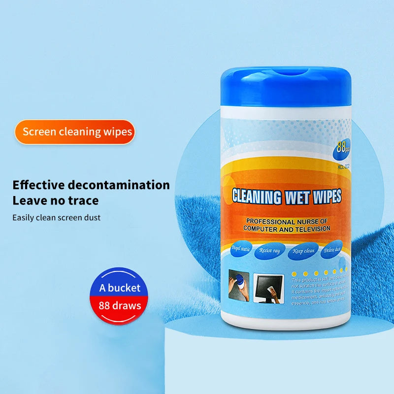 88PCS/Box Soft Anti-static Cleaning Wipes, Wet Tissues For Computer Laptop LCD Monitor TV Mobile Phone Screen