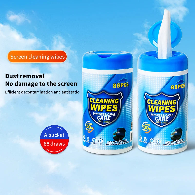 88PCS/Box Soft Anti-static Cleaning Wipes, Wet Tissues For Computer Laptop LCD Monitor TV Mobile Phone Screen