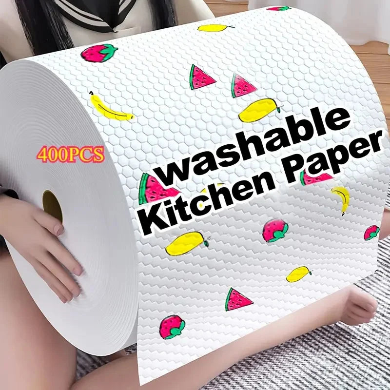 400Pcs Washable Kitchen Paper Towels, Dual-Purpose Dry & Wet Cleaning Clothe