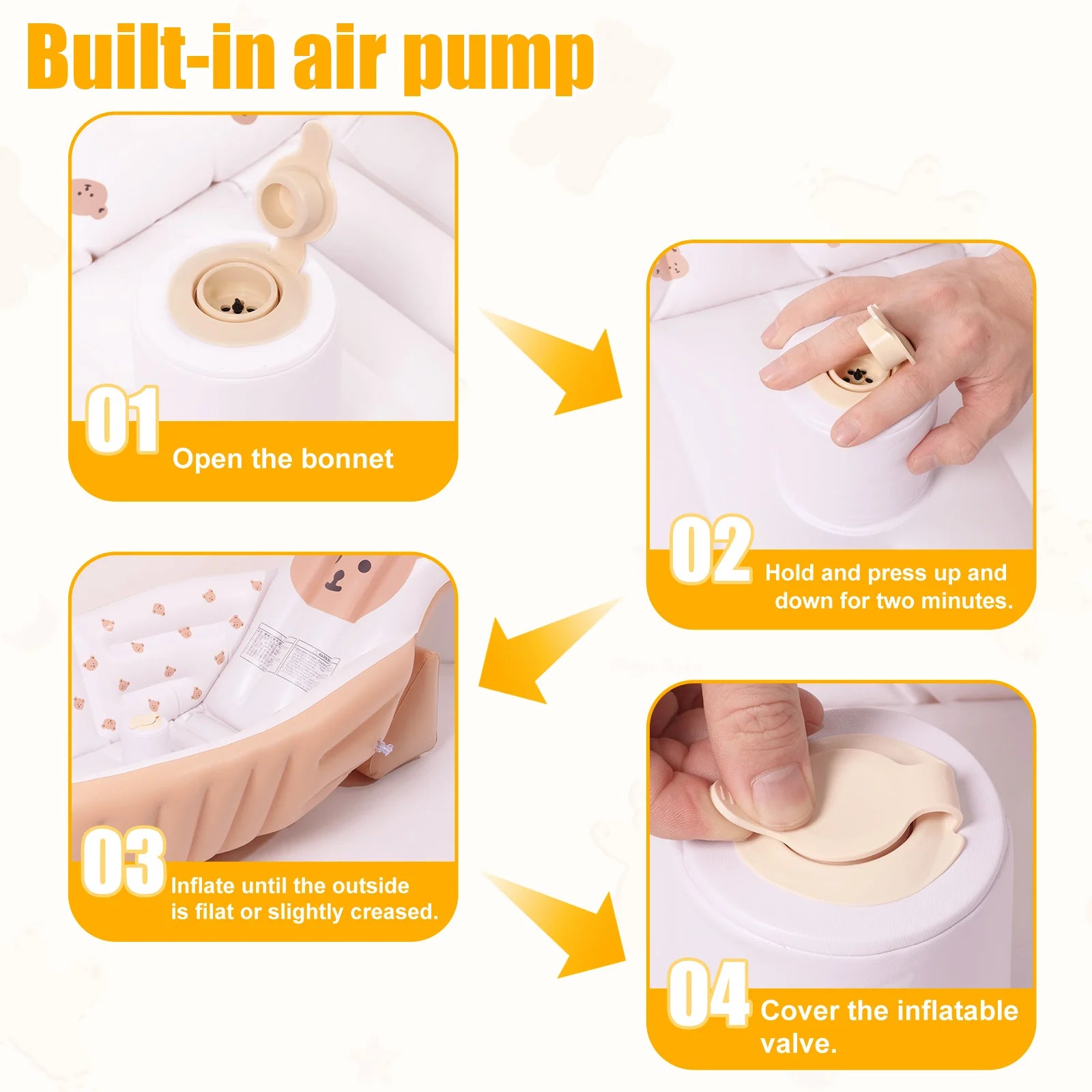 PVC Inflatable Baby Bathtub Elevated Backrest
