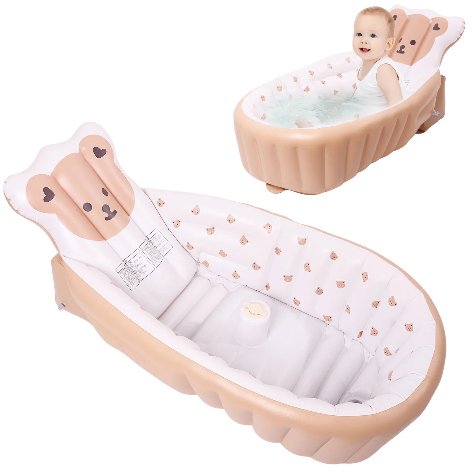 PVC Inflatable Baby Bathtub Elevated Backrest
