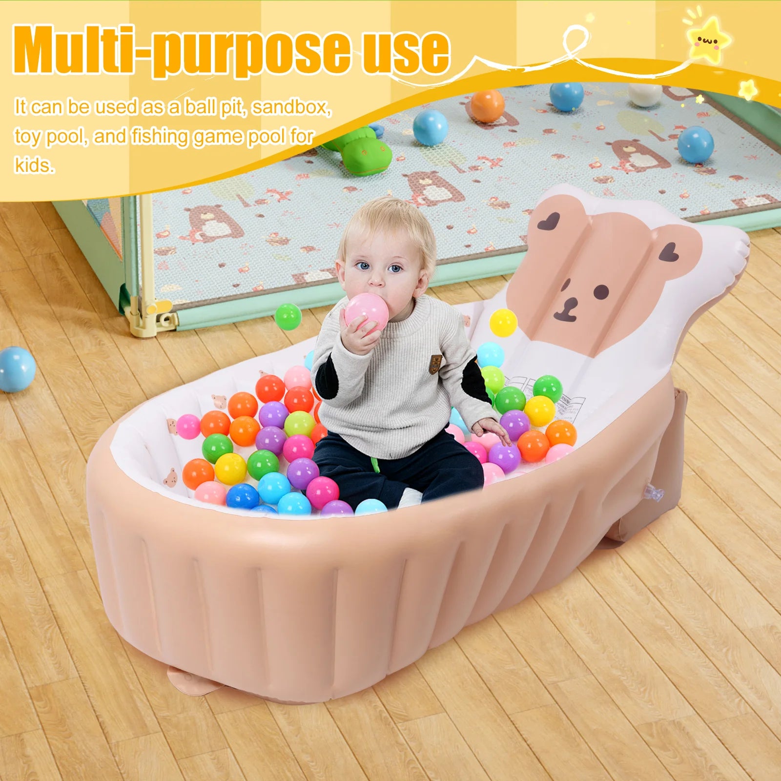 PVC Inflatable Baby Bathtub Elevated Backrest